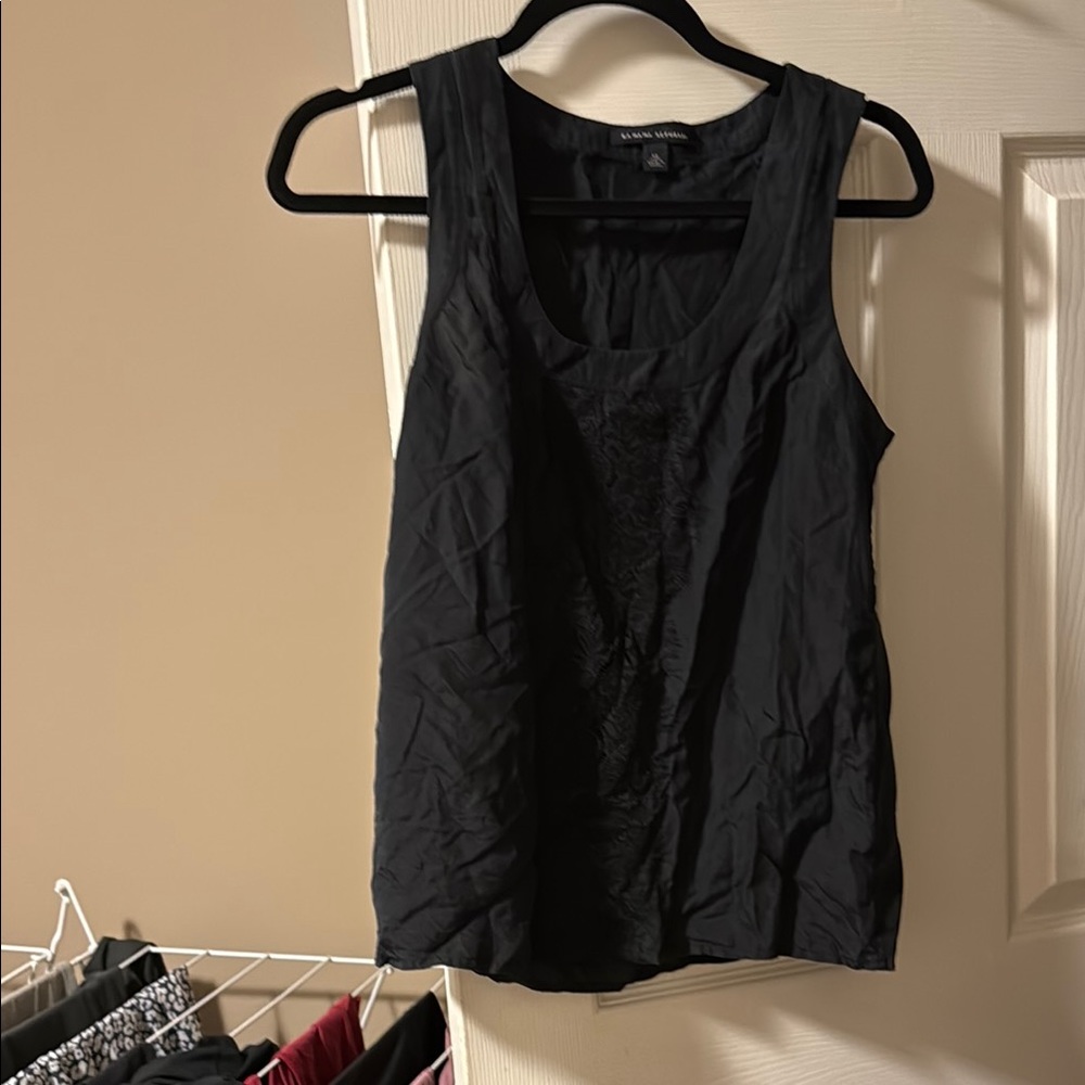 Banana Republic Black Sleeveless Tank Top with lace detail